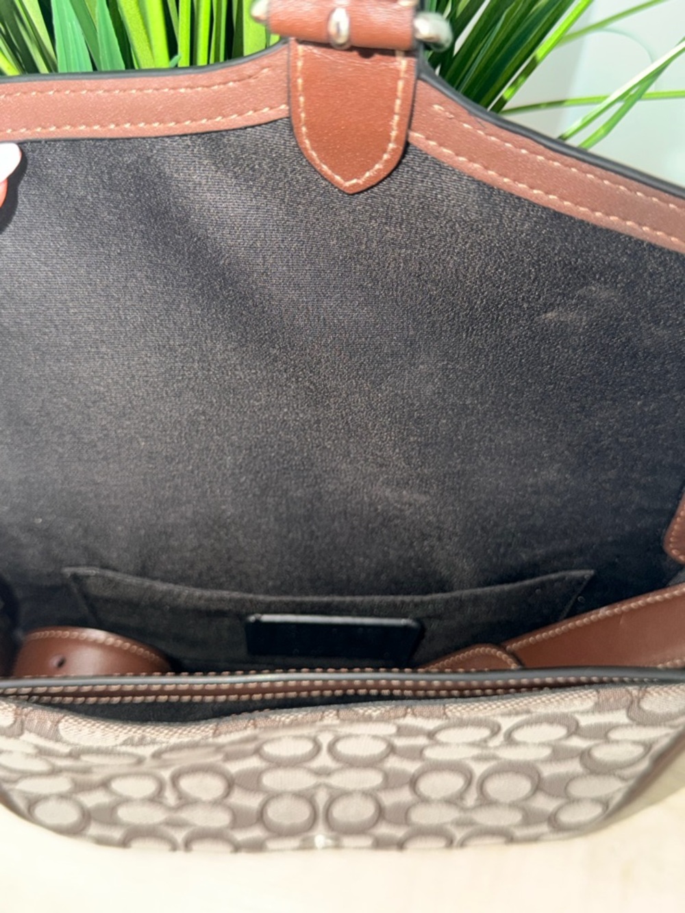 Coach (AUTHENTIC) NEVER USED Brown Signature Jacquard Saddle Crossbody - Picture 6 of 11